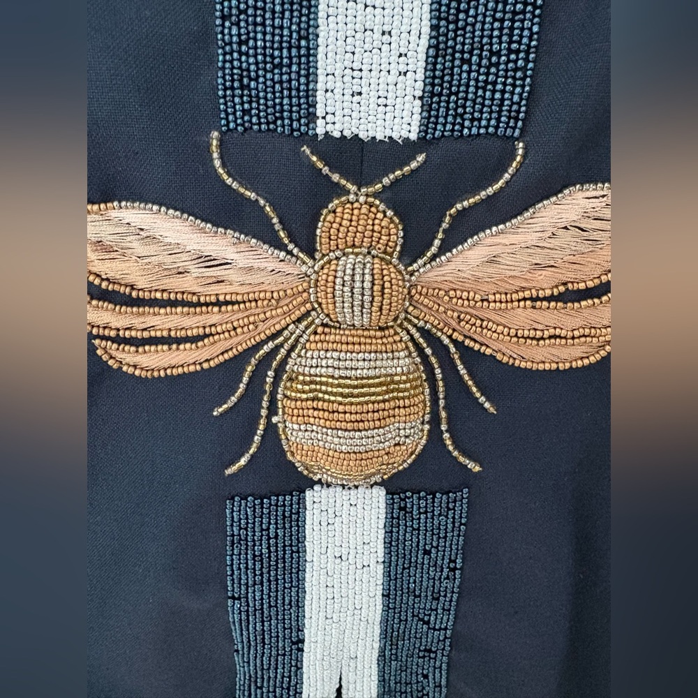 Navy Blue bead Embroidered Blazer Bee Jacket. Never worn - Picture 2 of 6